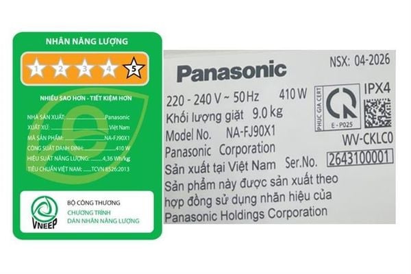Máy giặt Panasonic lồng đứng cửa trên Inverter 9kg NA-FJ90X1DV