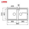 Chậu rửa Konox 2 hố Granite Sink 86cm Phoenix Smart 860 Grey
