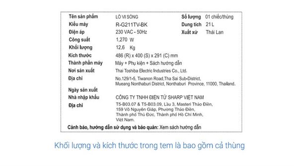 Lò vi sóng có nướng 21 lít Sharp R-G211TV-BK