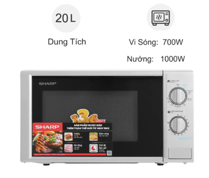 Lò vi sóng có nướng Sharp R-G228VN-BK 20 lít 800W