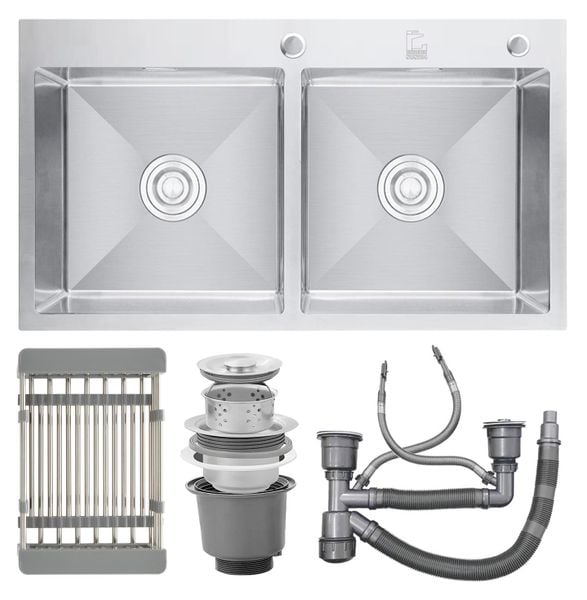 Chậu rửa inox 2 hố Roslerer 82cm RL01-8245 cân