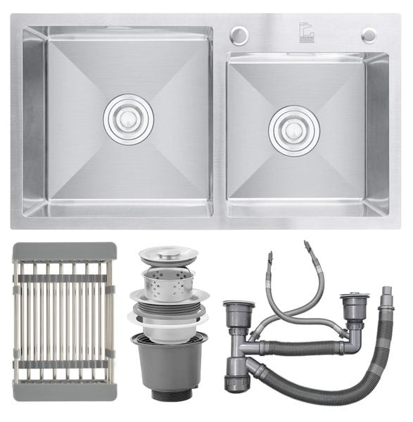 Chậu rửa inox 2 hố 78cm Roslerer RL01-7843 Lệch