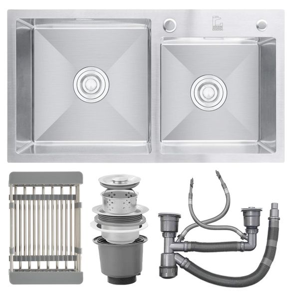 Chậu rửa inox 2 hố Roslerer 82cm RL01-8245 Lệch