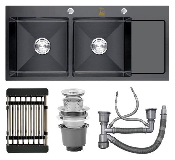 Chậu rửa 2 hố Roslerer 100CM RL04-10045 Nano có bàn chờ