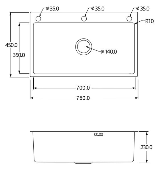 Chậu rửa 1 hố Roslerer 75cm RL04-7545 New
