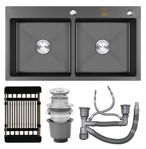 Chậu rửa 2 hố cân Roslerer 82CM RL04-8245 Nano cân