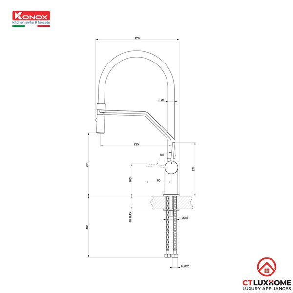 Vòi rửa Konox nóng lạnh Rosso