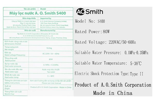 Máy lọc nước A. O. Smith S400