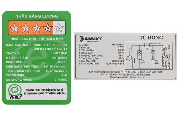 Tủ đông Sanaky 305 lít VH-4099A1