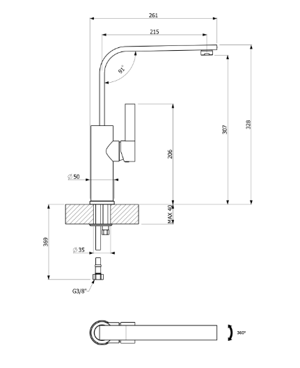 Vòi rửa nóng lạnh Furst có dây rút F400050CR