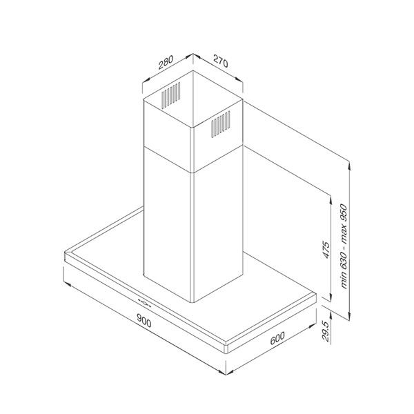 Máy hút mùi treo độc lập 90 cm Malloca SLIM K-4250