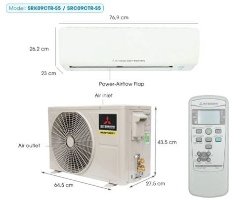 Điều Hòa Mitsubishi 9000Btu 1 Chiều SRK09CTR-S5
