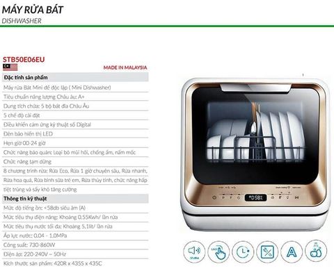 Máy rửa bát Eurosun 5 bộ STB50E06EU