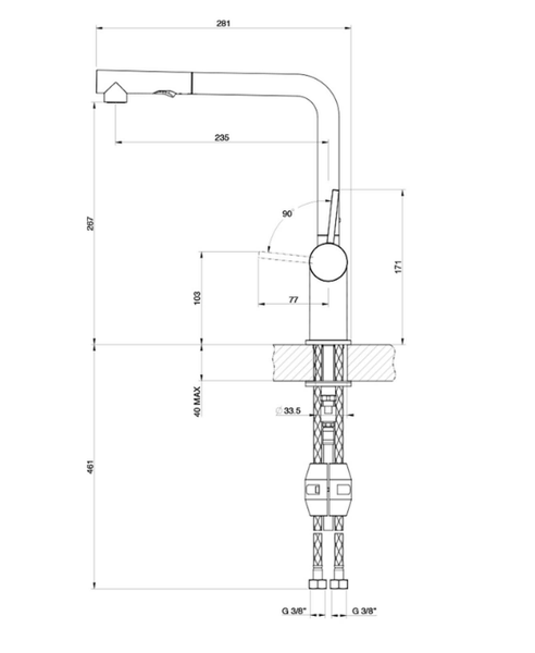 Vòi rửa Konox dây rút Stella Chrome nóng lạnh