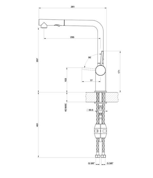 Vòi rửa Konox dây rút Stella Grey nóng lạnh