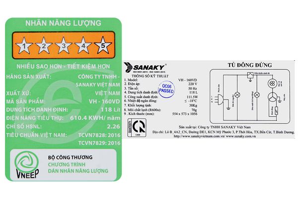 Tủ đông Sanaky 118 lít VH-160VD
