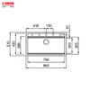 Chậu rửa Konox 86cm Granite Sink Terra 860S đen