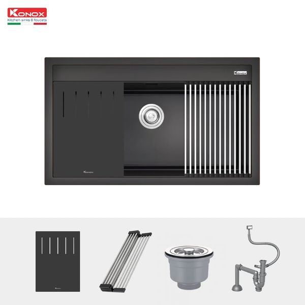 Chậu rửa Konox 86cm Granite Sink Terra 860S đen