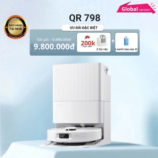 Robot hút bụi lau nhà Roborock QR 798 (Trắng/Đen) - Bản Quốc Tế