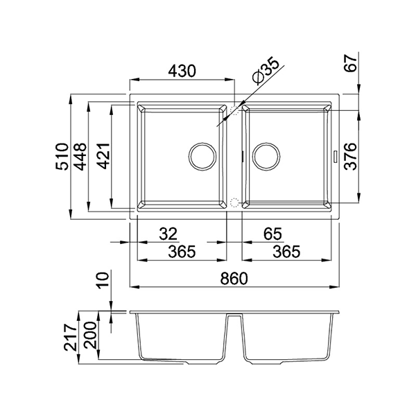 Chậu rửa đá Granite 2 hố Malloca TORTORA K-45043