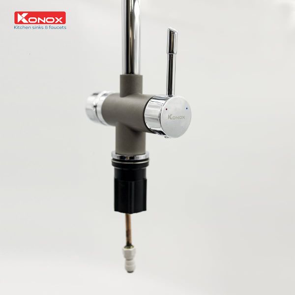 Vòi rửa Konox ba đường nước Trim-Water Grey nóng lạnh RO
