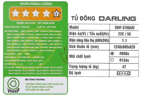 Tủ đông Darling Inverter 270 lít DMF-3799 ASI