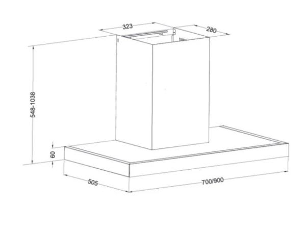 Máy hút mùi gắn tường chữ T Eurosun 70cm EH-70AF77
