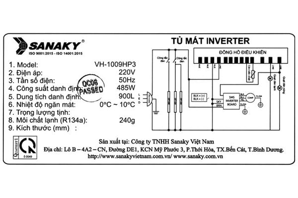 Tủ mát Sanaky 900 lít Inverter VH-1009HP3