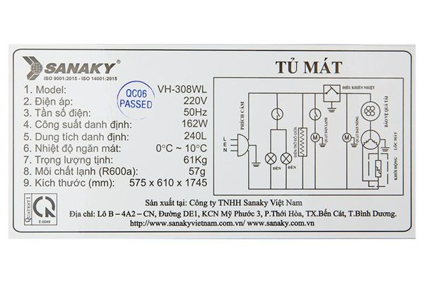 Tủ mát Sanaky 240 lít VH-308WL