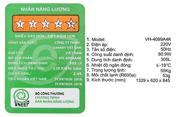 Tủ đông Sanaky Inverter 305 lít VH-4099A4K
