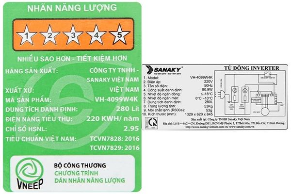 Tủ đông Sanaky Inverter 280 lít VH-4099W4K