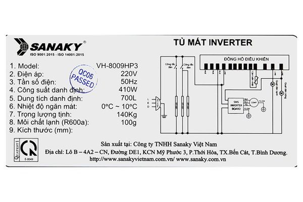 Tủ mát Sanaky Inverter 700 lít VH-8009HP3