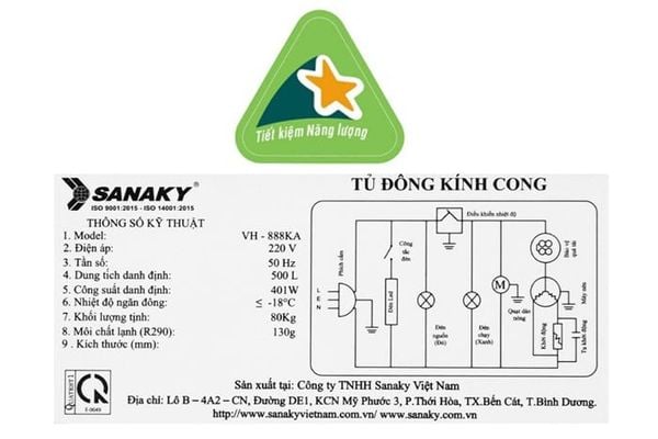 Tủ đông Sanaky nắp kính lùa 500 lít VH-888KA