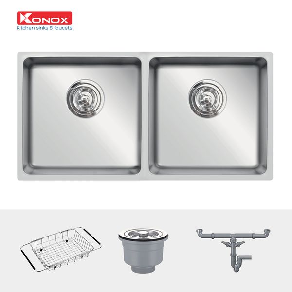 Chậu rửa Konox 86 cm 2 hố Turkey Sink Vigo 8644