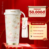  Ly Giữ Nhiệt Cao Cấp GERM BST Hoa Anh Đào - Màu Hồng Vàng 500ml - Inox 316L Nguyên Khối 