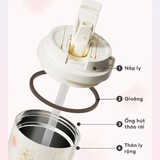 Ly Giữ Nhiệt Cao Cấp GERM BST Hoa Anh Đào - Màu Hồng Vàng 500ml - Inox 316L Nguyên Khối 