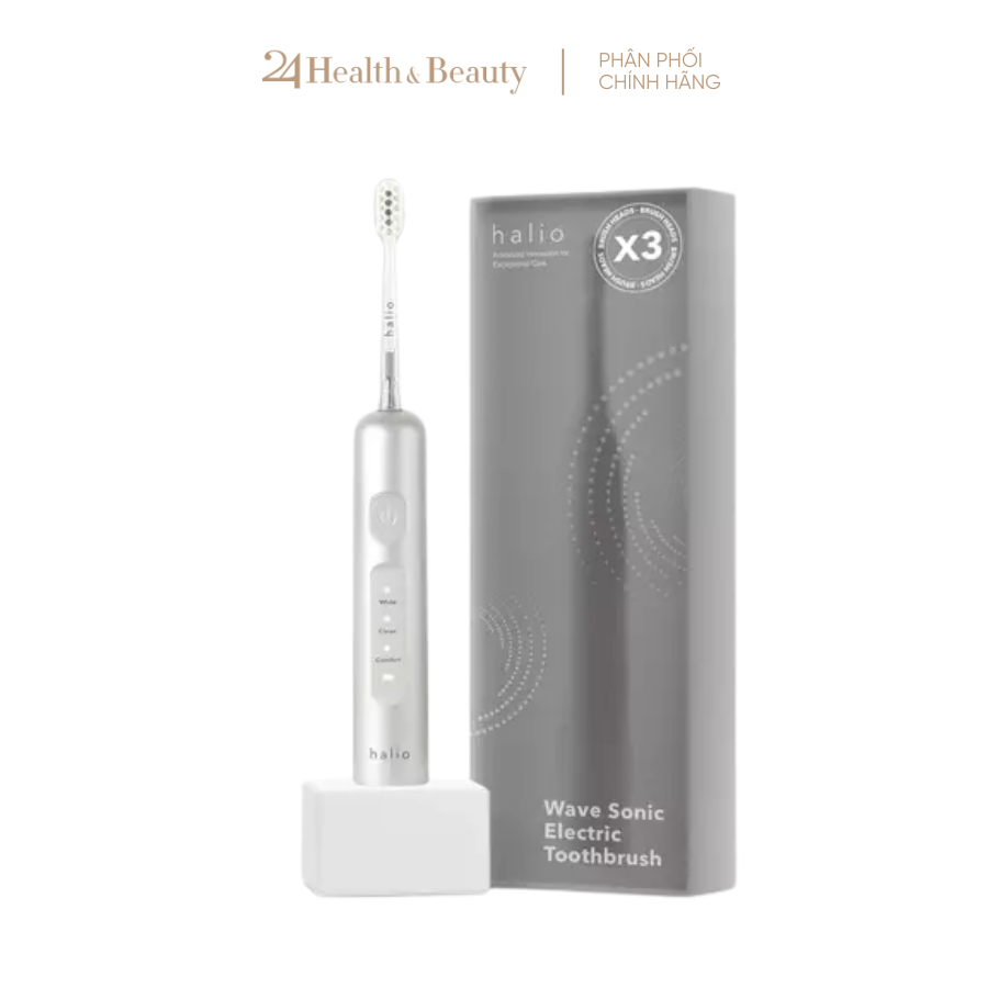  Bàn chải điện tích hợp công nghệ chuyển động kép Halio Wave Sonic Electric Toothbrush - Silver Frost 