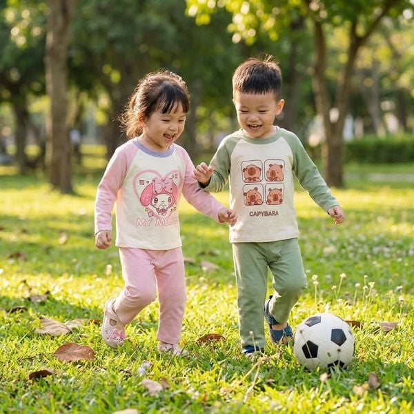  Bộ dài tay cho bé mặc ngủ vải Lyocell Áo Lá Homewear A228, pijama cho bé hình kuromi melody capybara mềm mát thấm hút 