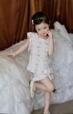  Bộ đùi bé gái vải sợi sồi Modal Lá Homewear MODL1, đồ bộ cộc tay mặc hè bé gái tay bèo dễ thương 