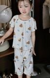  Bộ lửng bé gái sợi sồi Modal Lá Homewear MOD6, đồ bộ tay ngắn quần lỡ babydoll dễ thương vải mềm mát 