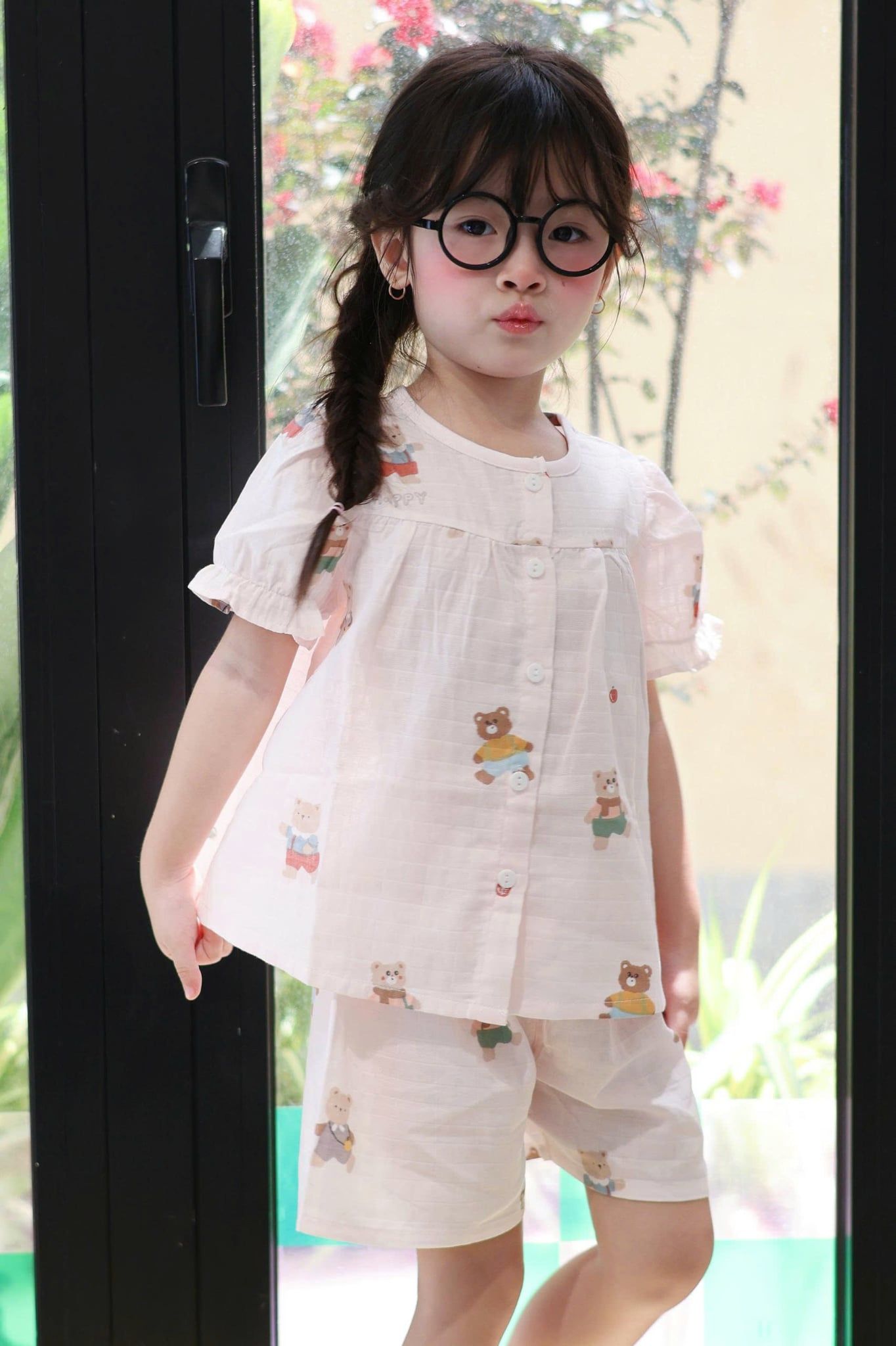  Bộ cộc tay bé gái xô cotton Lá Homewear A256 babydoll mặc hè mát, đồ bộ đùi cho bé dễ thương 
