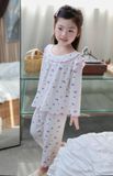  Bộ tay dài bé gái sợi sồi Modal Lá Homewear MOD5, đồ ngủ cho bé babydoll mát mềm phối bèo dễ thương 