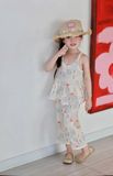  Bộ hai dây bé gái quần lửng xô muslin Lá Homewear A279, bộ đồ hè bé gái mát nhẹ dễ thương áo dây xòe quần suông 