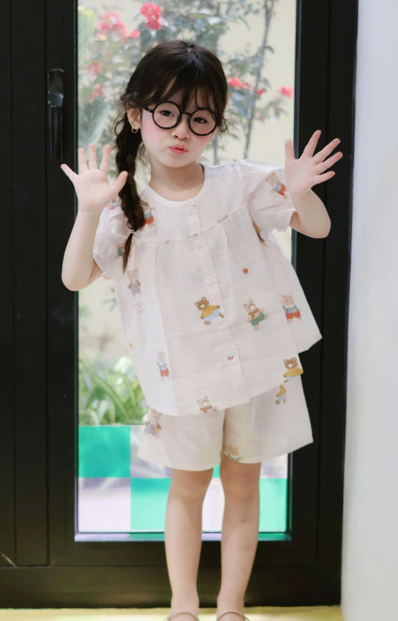  Bộ cộc tay bé gái xô cotton Lá Homewear A256 babydoll mặc hè mát, đồ bộ đùi cho bé dễ thương 