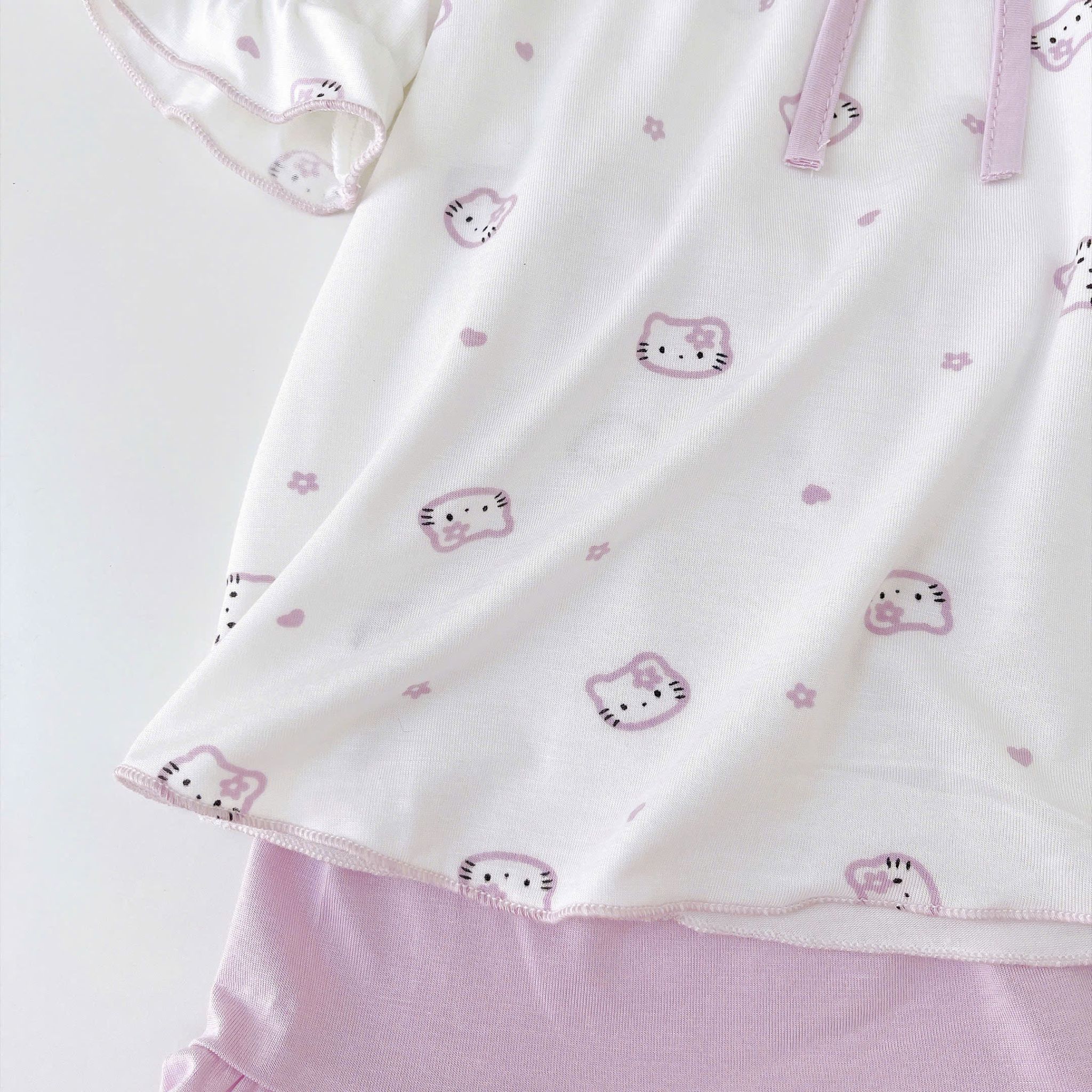  Bộ đùi bé gái sợi sồi Modal Lá Homewear MOD8, đồ bộ cộc tay mềm mát babydoll hoa nhí 