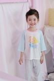  Đồ bộ ngủ cho bé sợi sồi Modal Lá Homewear MOD2, đồ bộ tay lửng quần dài raglan phối màu caro 