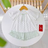  Bộ đùi bé gái sợi sồi Modal Lá Homewear MOD8, đồ bộ cộc tay mềm mát babydoll hoa nhí 