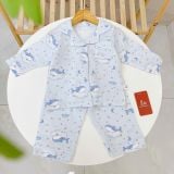  Pizama cho bé xô muslin Lá Homewear XM05, đồ bộ dài tay bé trai gái mềm mát thấm hút 