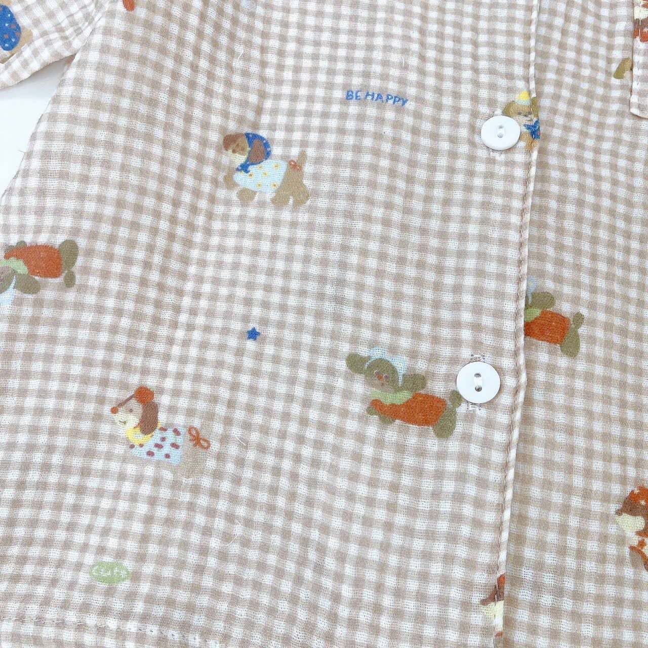  Pizama cho bé xô muslin Lá Homewear XM05, đồ bộ dài tay bé trai gái mềm mát thấm hút 