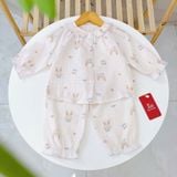  Đồ dài tay bé gái xô cotton Lá Homewear XCL17, bộ ngủ cho bé mềm mát thấm hút, pizama trẻ em 